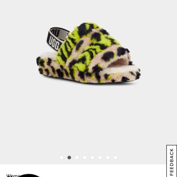 NWT ugg fluff yea key lime animal faux fur slippers 8 - Picture 2 of 3